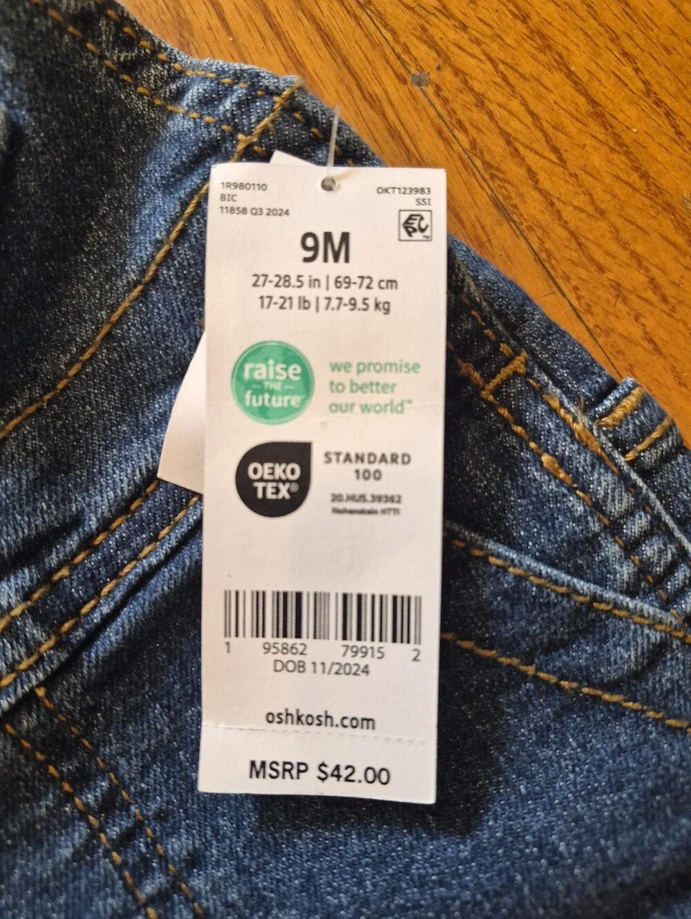 NWT OshKosh Denim Overalls Size 9months